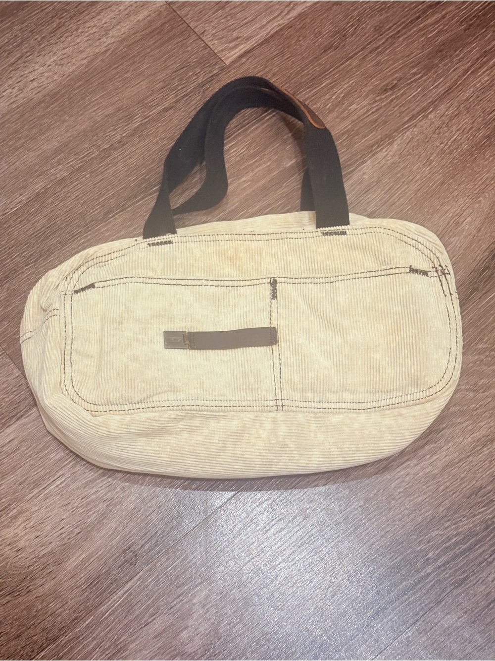 Vintage Diesel beige corduroy shoulder bag with brown leather and black straps